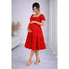 Vestido Liso Feminino Gestantes Gravidas Maternidade Chá Revelação Bebê Manga Curta Princesa Camponesa Ciganinha Mães