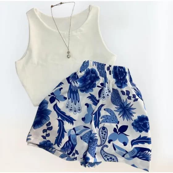 Short Feminino Estampado Shorte Shorts Soltinho Confortável Têndencia Verão Moda Praia Bermuda Calção