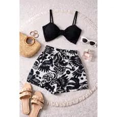 Shorts Feminino Estampado Floral Tendencia Short Shortes Bermuda Calção Fiminino Femenino Confortavel Soltinho