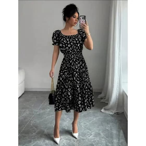 Vestido Feminino Evangélico Do M ao G1 Plus Size Estampa Floral Midi Elegante Modelador Moda Feminina