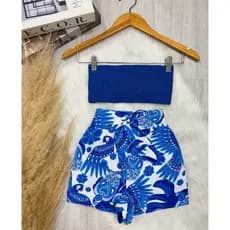Short Feminino Estampado Floral Tendencia Praia Piscina Viagem Passeio Estiloso Confortavel Elastico Na Cintura Shorts