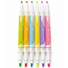 Kit Marca Texto Neon e Pastel 12 Cores Ponta Dupla Escolar Planner Kaz