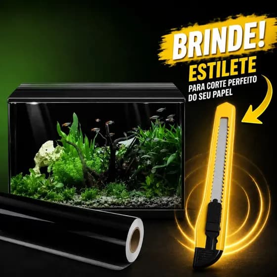 Adesivo Vinil 80 Micras Premium 1m x 45cm e Estilete De Brinde 9MM Decoração De Fundo De Aquario