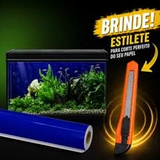 Kit Papel Adesivo 80 Micras Premium 1Mt x 45Cms + Estilete Brinde Para Recortar Papel Vinil Decorar Vidro Aquário Kaz