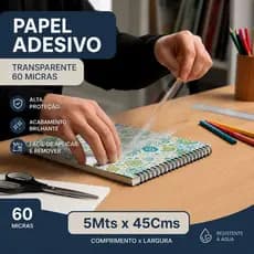 Papel Colante Adesivo Plástico Tipo Contacto 5 Metros Papel 60 Micras Excelente Para Envelopar e Encapar