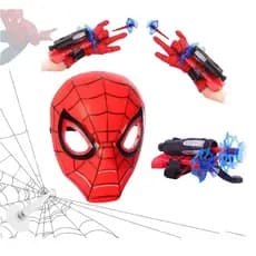 Kit Mascara + 2x Luvas Homem Aranha Lança Teia Spider Man