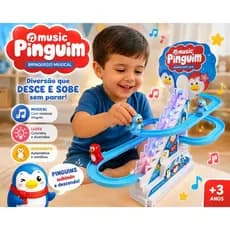 Brinquedo Pinguim Pista Musical Criança Infantil Com Som