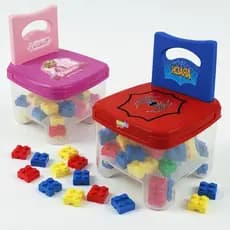 Cadeira Infantil Com 50 Blocos de Montar Princesas ou Herói Arack Brinquedo Educativo Didático Bebê