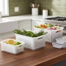 Kit 3 Pote Organizador de Geladeira Com Fecho Hermético Organiza Alimentos Frutas Vegetais Com Trava
