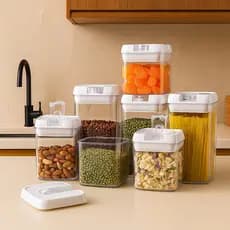 Kit 7 Potes Hermeticos Acrilico Multiuso Organizacao Conservacao resistente e durável
