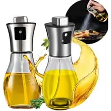 Kit 2 Galheteiro Spray Borrifador Porta Azeite Óleo Vinagre Dispenser Recarregável Vidro Temperado