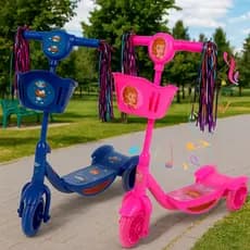 Patinete Infantil 3 Rodas Cestinha Led Luz Som Ajustavel Equilibrio Estavel Brinquedo Diversao