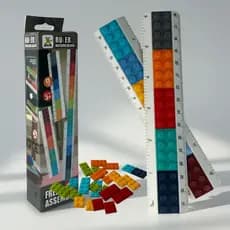 Kit 12 Réguas Encaixe Blocos Coloridos Montagem Geometria Escolar Didático Criança para encaixe