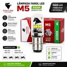 Lampada Farol Led M5 Biz 100 Biz 125 Pop Bros 09/12 6500k