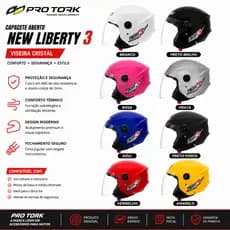 Capacete Moto Pro Tork Aberto New Liberty 3 Viseira Cristal Diversas Cores