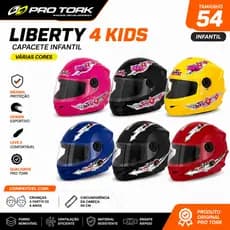 Capacete Moto Infantil Pro Tork Liberty 4 Kids Varias Cores Sólido Acetinado 54