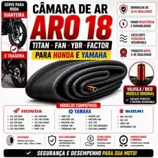 Câmara De Ar 18 Moto Honda Titan Yamaha 125 150 160 Roda Traseira e Dianteira Titan Fan Factor Fazer
