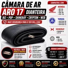 Câmara De Ar Moto Aro 17 Dianteira Biz 100 125 Mobilete TR4 Bico Original Reforçada Alta Qualdade