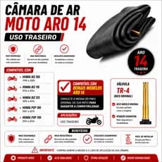 Câmara De Ar Moto Aro 14 Traseira Biz 100 110i 125 Pop 100 Pop 110i Reforçada
