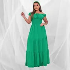 Vestido Feminino Longo Moda Evangélica Elegante Soltinho Fresquinho no Lastéx Dunas Casual Dia a Dia