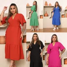Vestido Midi Feminino Moda Evangélica com Regulador na Cintura casual Dia a Dia Soltinho Fresquinho