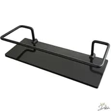 Porta Shampoo reto preto com vidro Fumê 10x30cm