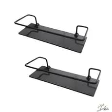 Kit 02 Porta Shampoo Suporte De Banheiro Reto Vidro Fumê 6mm