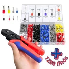 Kit Alicate Crimpar Prensa Fio Com 1200 Ilhós 0,25 A 10mm