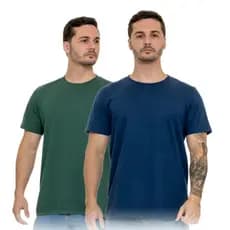 Kit 2 Camisas Masculina 100% algodão Ultra Confort Manga Curta com Gola de Ribana