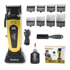 Máquina de Cortar Cabelo Kemei KM-904 Profissional 10W Sem Fio com Base Carregadora e com Display