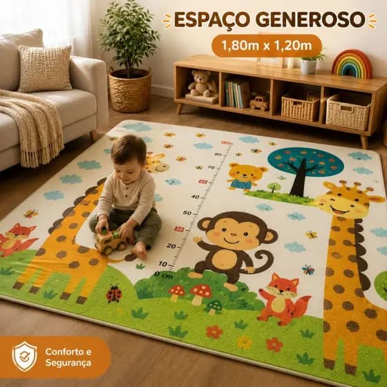 Tapete Infatil de Atividades Dupla Face  Emborrachado Educativo Bebê Criança Tatame inverno