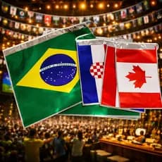 Kit Cordão Bandeiras Metalizadas Seleções Bandeirao Brasil Países Copa Do Mundo 2026