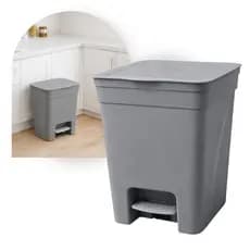 Lixeira Automática 7,5L e 15L com Pedal Quadrada Preta ou Cinza Multiuso Quarto Banheiro Escritório