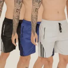 Kit com 3 Bermudas Masculina Tecido Tactel Ideal para Academia ou Corrida 3 Bolsos e Ziper