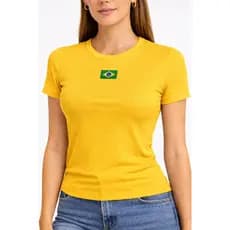 Blusa Manga Curta Brasil Uniforme Copa 2026 Malha Canelada Promoção