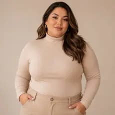 Blusa Femenina Manga longa Gola Alta Promoção Plus Size