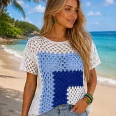 BLUSA FEMININA EM CROCHÊ -CAMISA DE CROCHÊ