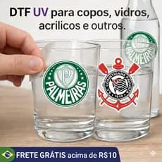 DTF UV  ESCUDO/BRASAO DE TIMES TAM 6 CM ALTURA, TAM FOLHA A4.  COPOS CANECAS VIDROS PLASTICOS