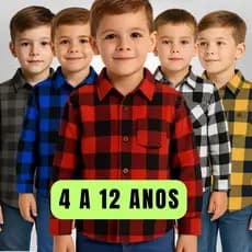 Camisa Xadrez Infantil Juvenil Flanelada Manga Longa – Tamanho 2 ao 10 - Festa Junina São João
