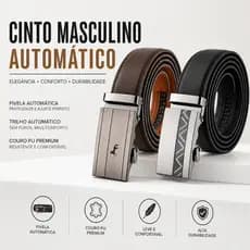 Cinto Social Premiun Masculino de Couro Legítimo Fivela Automática Ajustável Elegante e Luxuoso
