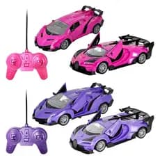 Carro Controle Remoto Fashion Rosa e Roxo Com Pilha Abre as Portas Com Luz Faz Drift