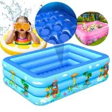 Piscina Inflável 3 Anéis Infantil 270L ou 100L Fundo do Mar Azul Crianças Praia Campo Bolinhas