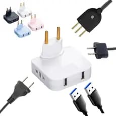 Benjamim Entrada Usb Dobravel Tomada Adaptador T Bivolt 10a