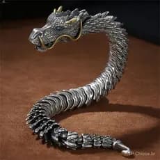 Pulseira masculina retrô em formato de dragão, estilo chinês, liga de cobre, corrente de quilha, joia, presente, faraó