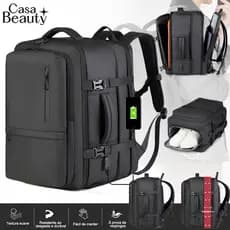 Mochila Expansível Multifuncional com USB e Compartimento para Computador – Grande Capacidade e Leveza para Viagens
