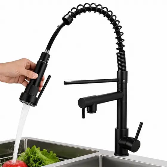 Torneira Cozinha Pulverizador 3 Modos - Mangueira Extensível e Haste Ajustável, Monocomando Alta Pressão
