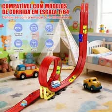 Pista de Corrida Flexível 20FT para Crianças com 2 Veículos e 2 Carros com Ventosas para Meninos e Meninas