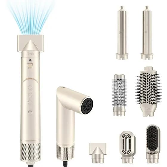 Escova Secadora 7 em 1 220V Multifuncional Modelador de Cachos Alisador de Cabelo Escova de Ar Quente Profissional
