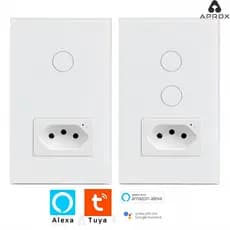 Interruptor Inteligente 1/2 Botão Com Tomada WiFi Smart Automação APROX