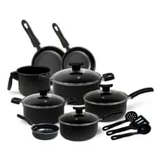 Conjunto Panelas Áustria Cor Preto Antiaderente 11 Peças Teflon Com Frigideira